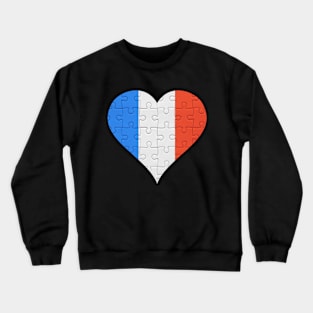 French Jigsaw Puzzle Heart Design - Gift for French With France Roots Crewneck Sweatshirt